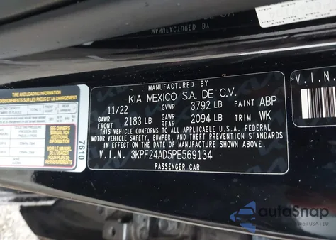 2023 Kia Forte Lxs from USA, damaged, VIN 3KPF24AD5PE569134